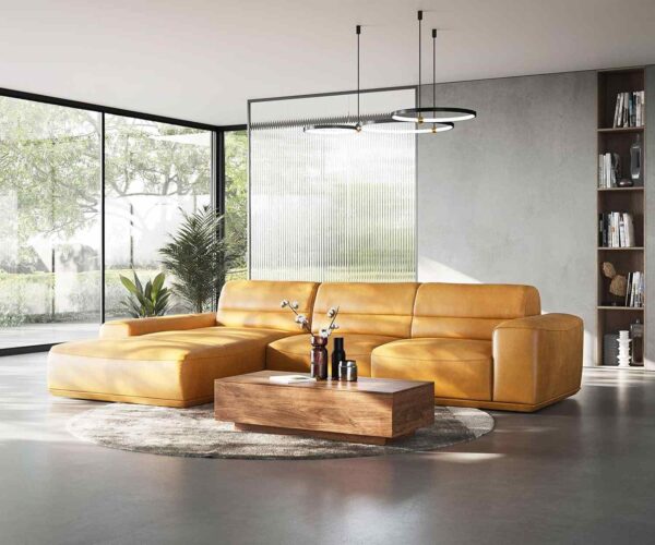 brown sofa in a room