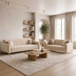 Luxury Cream Velvet Sofa Set