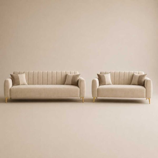 Luxury Cream Velvet Sofa Set