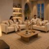 Luxury Cream Velvet Sofa Set