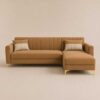 Modern Camel Brown L-Shape Sectional Sofa with Chaise
