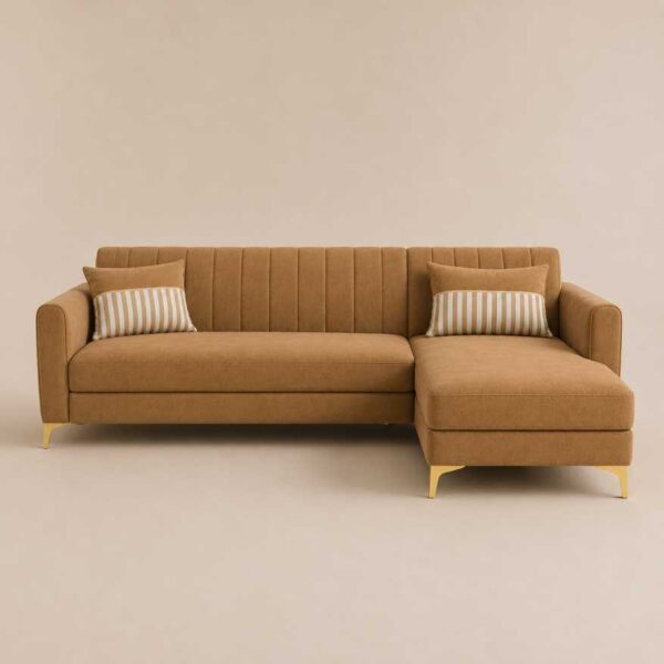 Modern Camel Brown L-Shape Sectional Sofa with Chaise