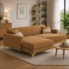 Modern Camel Brown L-Shape Sectional Sofa with Chaise